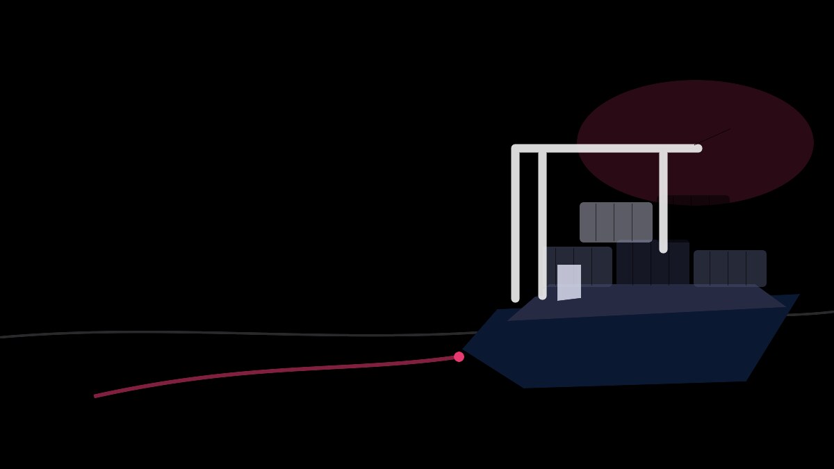 Unbranded container ship beneath a port crane with blank containers stacked on deck.